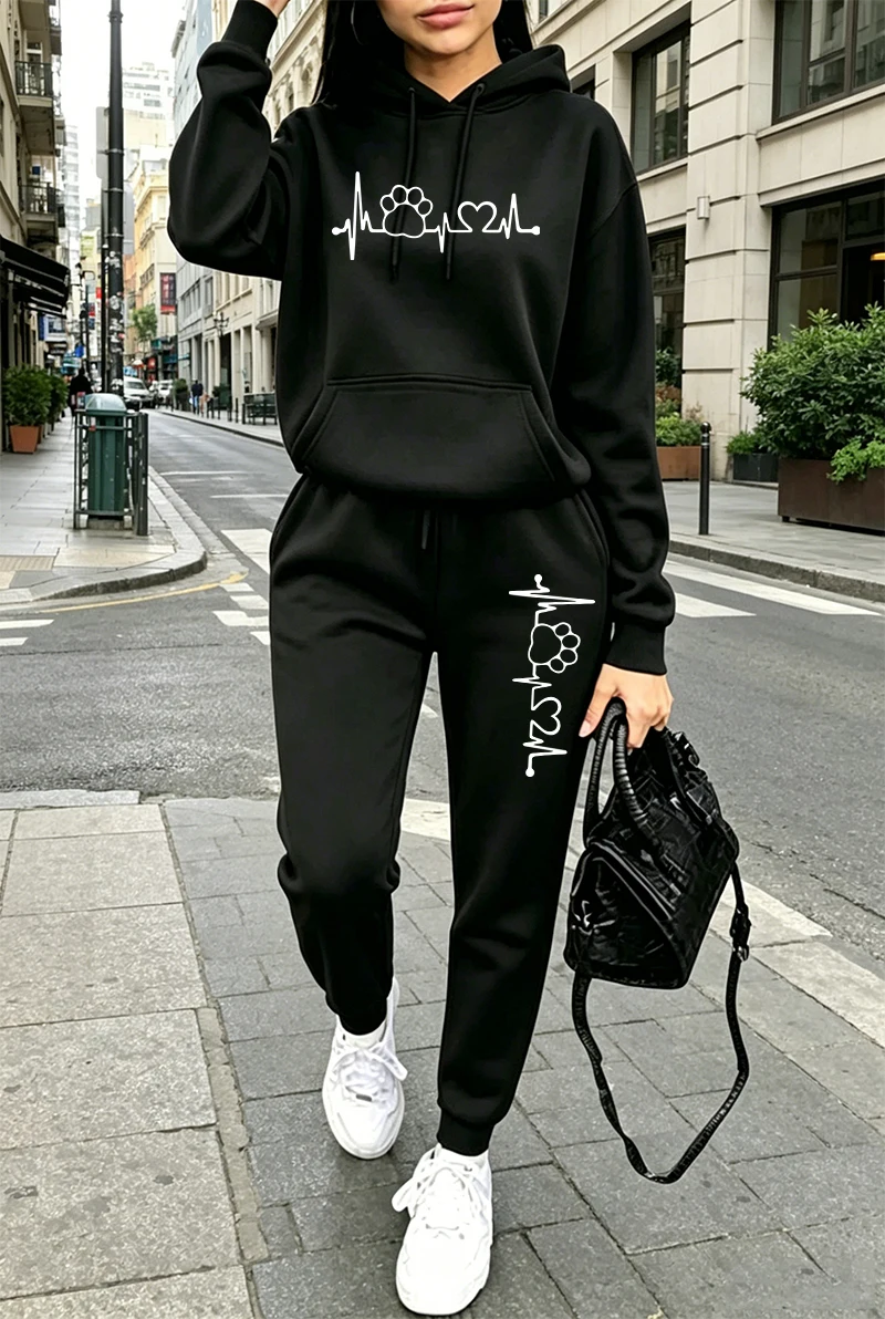 Winter Clothing Usa - 2026 Womens Tracksuit Printing Casual Hoodie