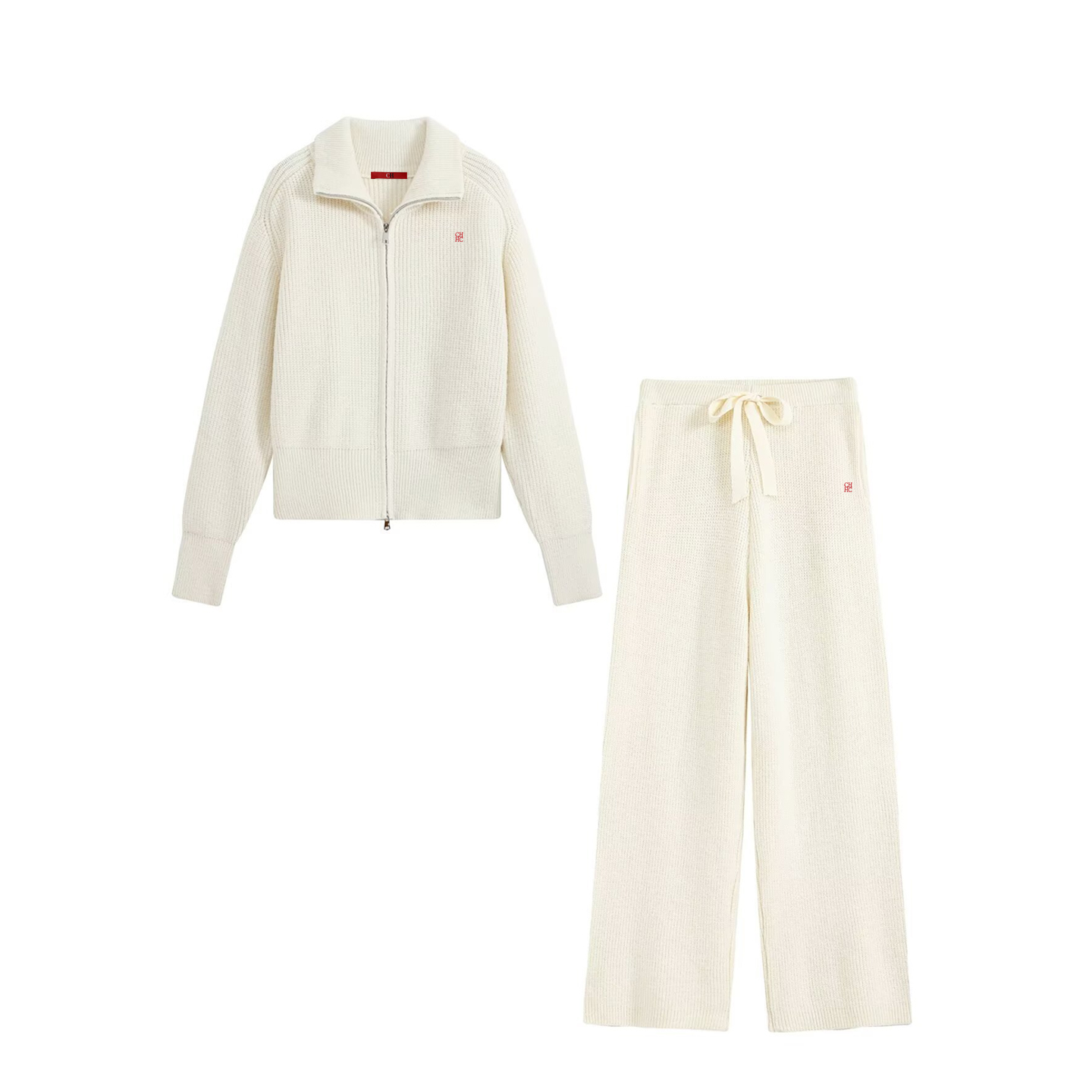 Women Zip Up Collar Knit Two P - đánh giá và giá Winter Clothing Pants