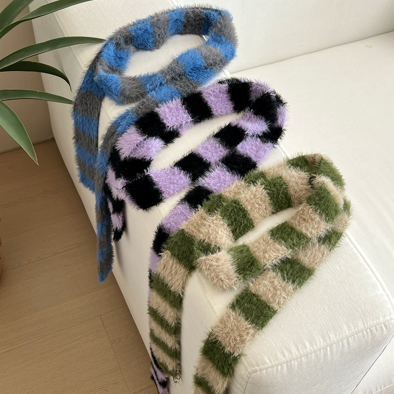 Y2k Striped Plush Narrow Long  - đánh giá và giá Winter Clothing Girls